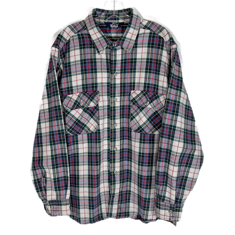 Vintage Woolrich Flannel Plaid Heavyweight  Button Down Shirt XXL Multicolor